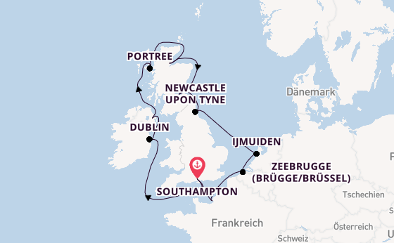 Britische Inseln ab Southampton, Großbritannien auf der Norwegian Star