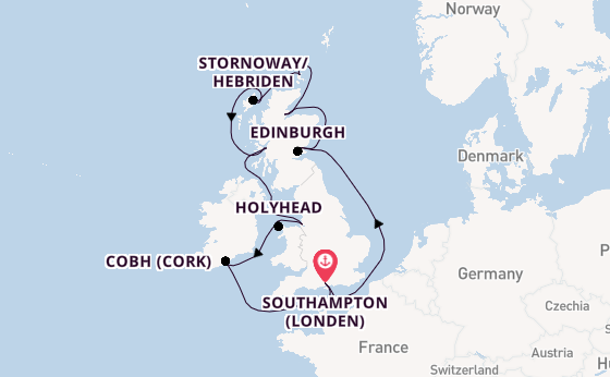 Verenigd Koninkrijk vanaf Southampton (Londen), Engeland met de Queen Victoria
