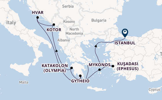 Eastern Mediterranean from Athens (Piraeus), Greece with the Seven Seas Navigator