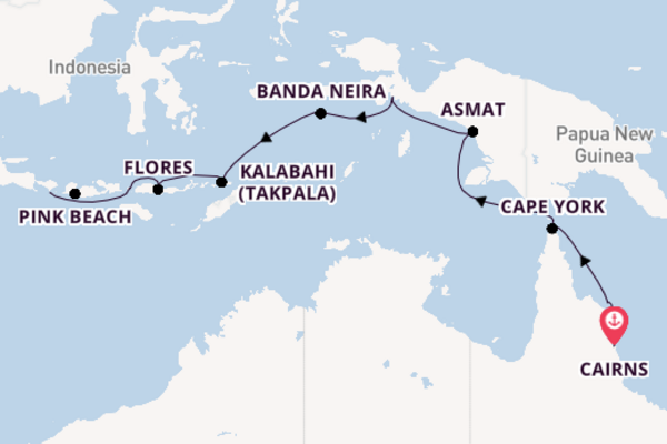 Indonesië vanaf Cairns, Australië met de Le Soléal