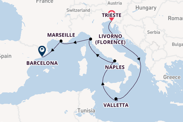 Western Mediterranean from Trieste, Italy with the Seven Seas Mariner