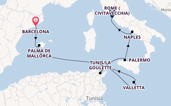 Western Mediterranean from Barcelona, Spain with the Norwegian Epic