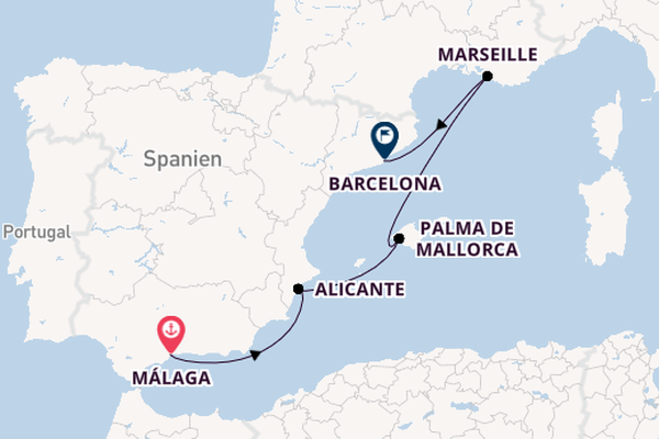 Westliches Mittelmeer ab Málaga, Spanien auf der MSC Virtuosa