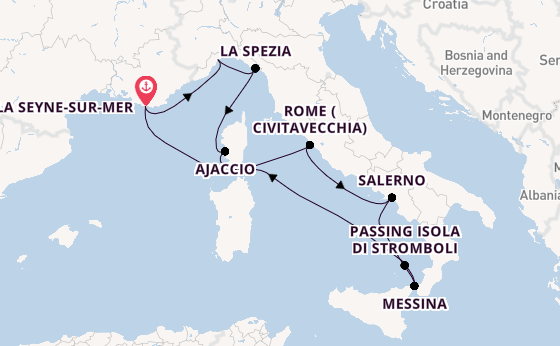 Western Mediterranean from La Seyne-sur-Mer, France with the Costa Fascinosa