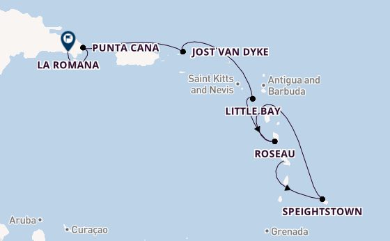 Caribbean vanaf Fort de France, Martinique met de Le Champlain