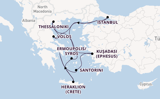 Eastern Mediterranean from Athens (Piraeus), Greece with the Silver Nova