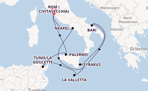 Westliches Mittelmeer ab Civitavecchia (Rom), Italien auf der EXPLORA II