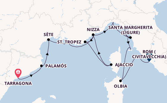 Westliches Mittelmeer ab Tarragona, Spanien auf der Azamara Quest