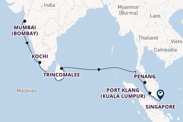 South East Asia from Mumbai (Bombay), India with the Silver Muse