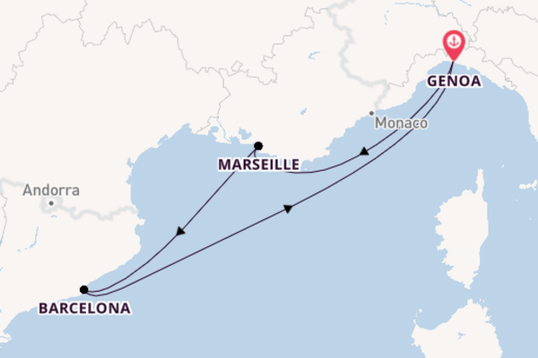 Western Mediterranean from Genoa, Italy with the MSC Magnifica