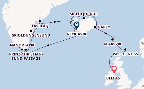 Arktis ab Belfast, Nordirland auf der Seabourn Venture