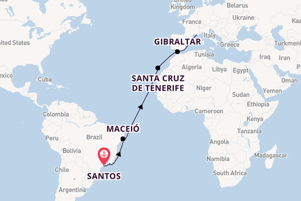 Transatlantic from Santos, Brazil with the MSC Seaview