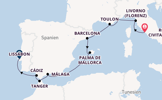 Westliches Mittelmeer ab Civitavecchia (Rom), Italien auf der Seven Seas Grandeur