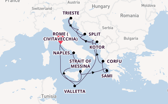 Mediterranean from Rome (Civitavecchia), Italy with the Queen Victoria
