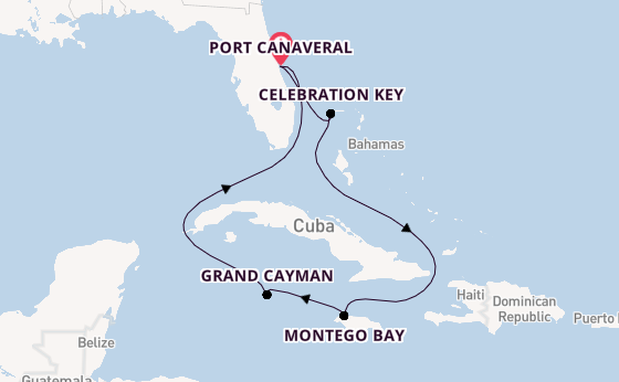 Caribbean from Port Canaveral, Florida, USA with the Carnival Vista