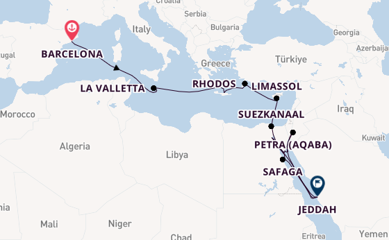 Middellandse Zee vanaf Barcelona, Spanje met de EXPLORA I