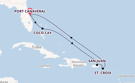 Caribbean vanaf Port Canaveral, Verenigde Staten met de Adventure of the Seas
