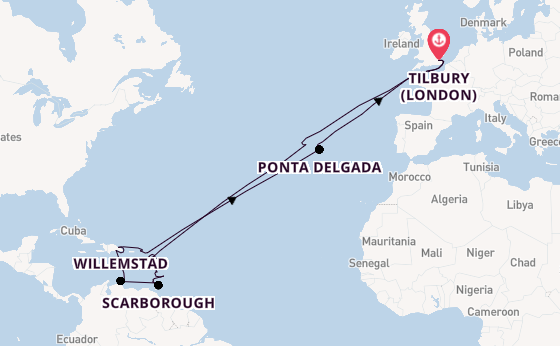 44 day cruise with the Ambition to Tilbury (London)