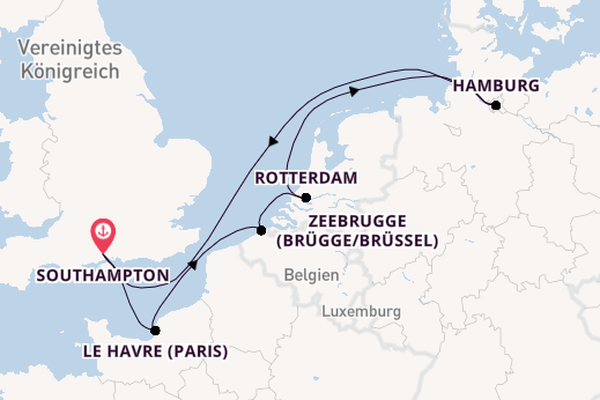 England ab Southampton, Großbritannien auf der MSC Preziosa
