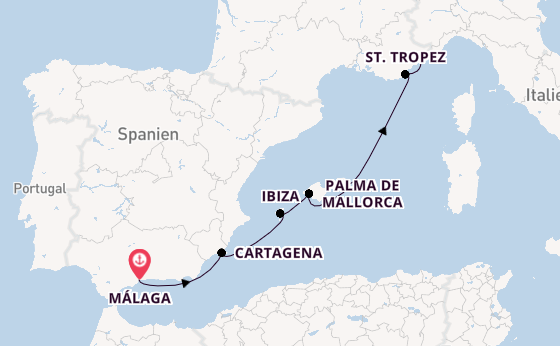 Westliches Mittelmeer ab Málaga, Spanien auf der SEA CLOUD SPIRIT