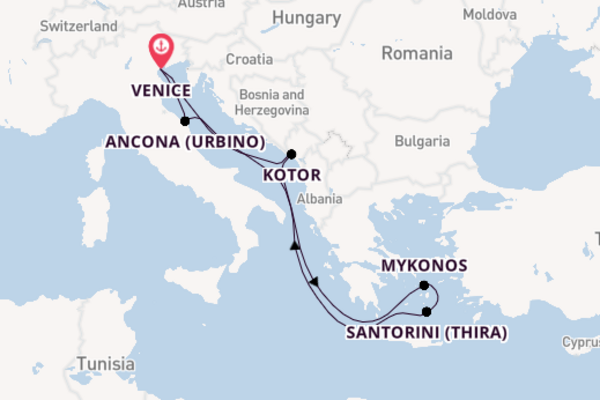 Montenegro,Mykonos & Santorini From Venice