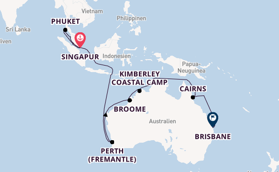 Australien ab Singapur, Singapur auf der Sapphire Princess