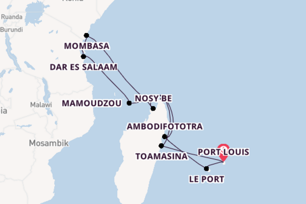 Indischer Ozean ab Port Louis auf der EUROPA