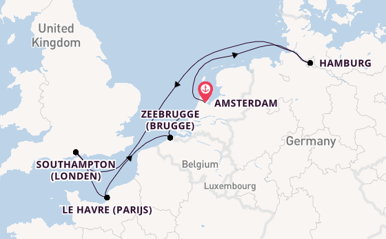 Engeland vanaf Amsterdam, Nederland met de MSC Preziosa