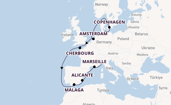 Western Mediterranean from Kiel, Germany with the MSC Euribia