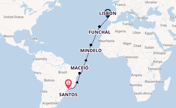 Transatlantic from Santos, Brazil with the MSC Seaview