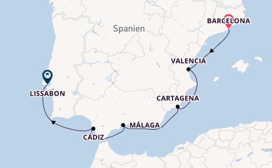 Westliches Mittelmeer ab Barcelona, Spanien auf der Aurelia