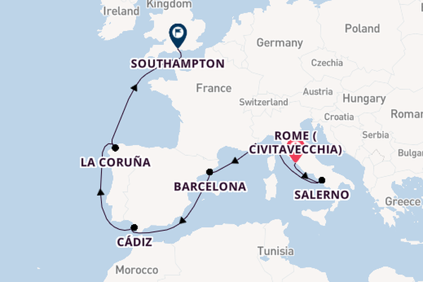 Western Mediterranean from Rome (Civitavecchia), Italy with the Norwegian Prima