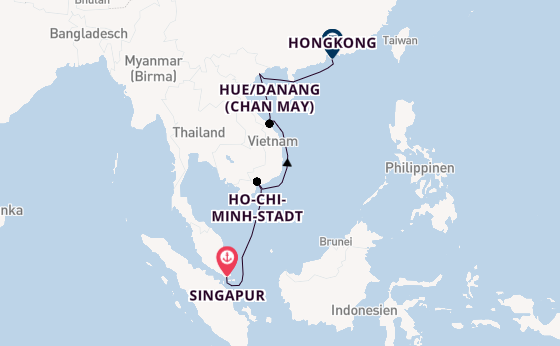 Südostasien ab Singapur, Singapur auf der Silver Muse