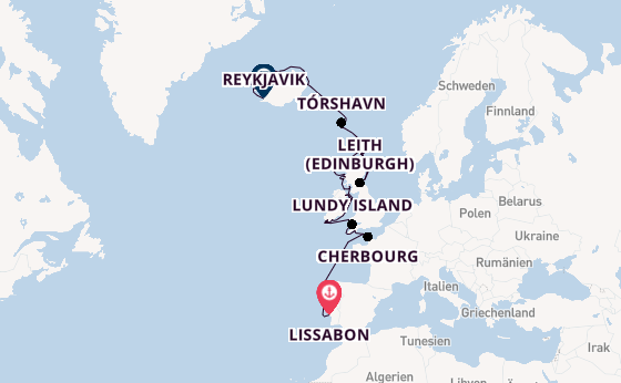 Britische Inseln ab Lissabon, Portugal auf der Seabourn Venture
