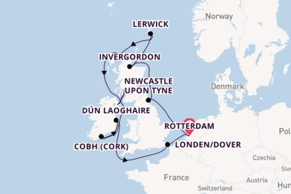 Britse Eilanden vanaf Rotterdam, Nederland met de Nieuw Statendam