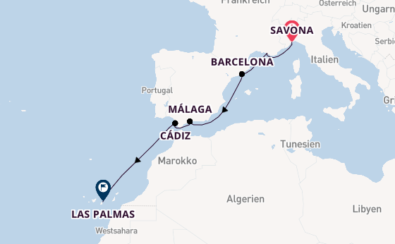 Westliches Mittelmeer ab Savona, Italien auf der Costa Smeralda