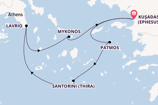 Eastern Mediterranean from Kuşadası (Ephesus), Turkey with the Celestyal Discovery