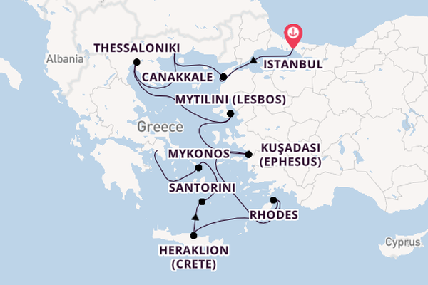 Eastern Mediterranean from Istanbul, Turkey with the Regatta