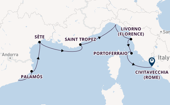 Westelijke Middellandse Zee vanaf Barcelona, Spanje met de Allura