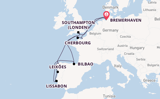 Portugal vanaf Bremerhaven, Duitsland met de Mein Schiff 3