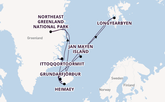 Arctic Ocean from Reykjavik, Iceland with the Seabourn Pursuit