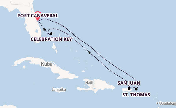 Karibik ab Port Canaveral, USA auf der Carnival Vista