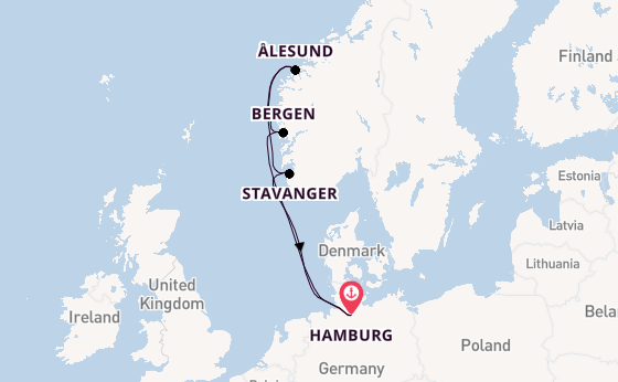 Noorwegen vanaf Hamburg, Duitsland met AIDAnova