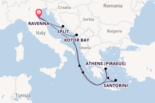 Mediterranean Sea from Ravenna, Italy with the Explorer of the Seas