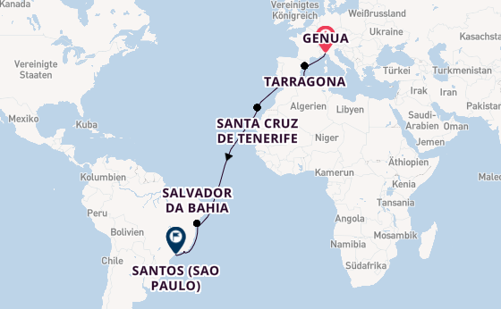 Transatlantik ab Genua, Italien auf der MSC Divina