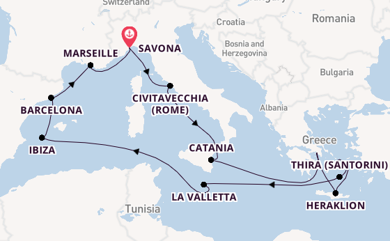 Middellandse Zee vanaf Savona, Italië met de Costa Fascinosa