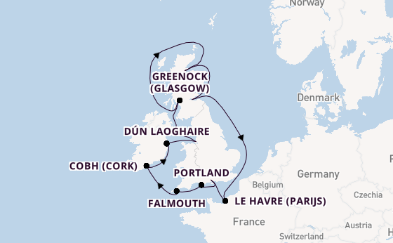 Britse Eilanden vanaf Southampton (Londen), Engeland met de Majestic Princess