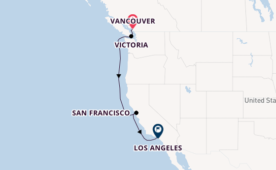 USA West Coast from Vancouver, Canada with the Emerald Princess