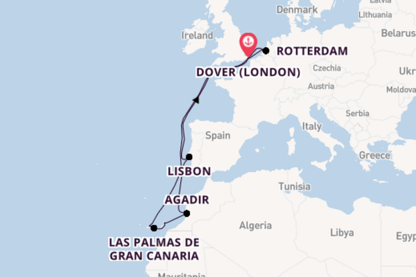 Canary Islands from Dover (London), England, United Kingdom with the Nieuw Statendam