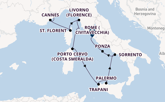 Western Mediterranean from Monte Carlo, Monaco with the MS EUROPA 2